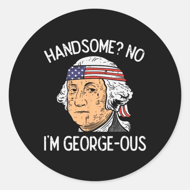 Sticker Rond Beau sans Washington géant drôle 4 juillet (Devant)