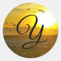 Beau Soleil Doré Monogramme Enveloppe Phoques