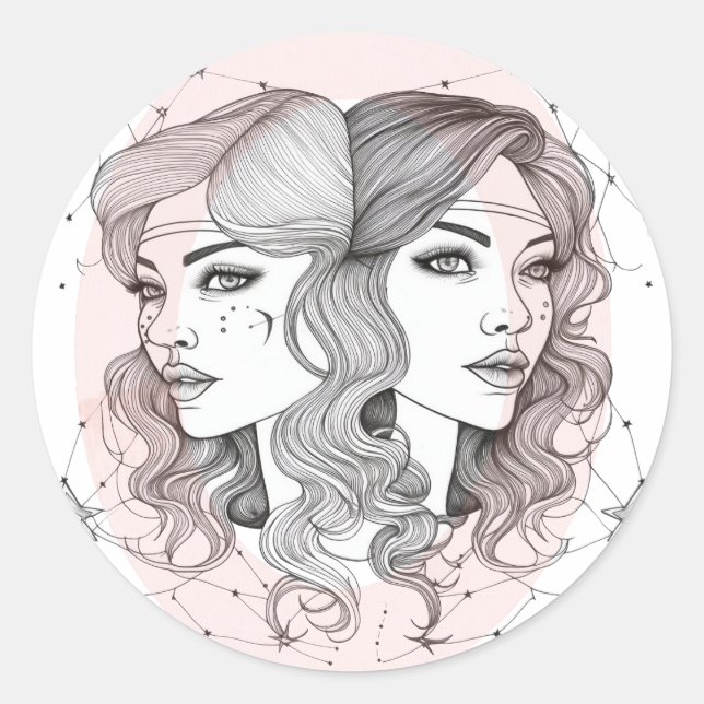 Sticker Rond beau style Gemini (Devant)