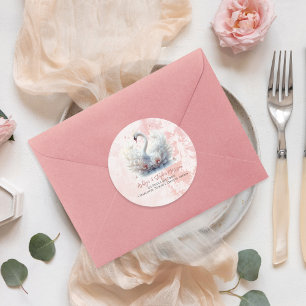 Sticker Rond Beau Swan Floral Damask Adresse de retour