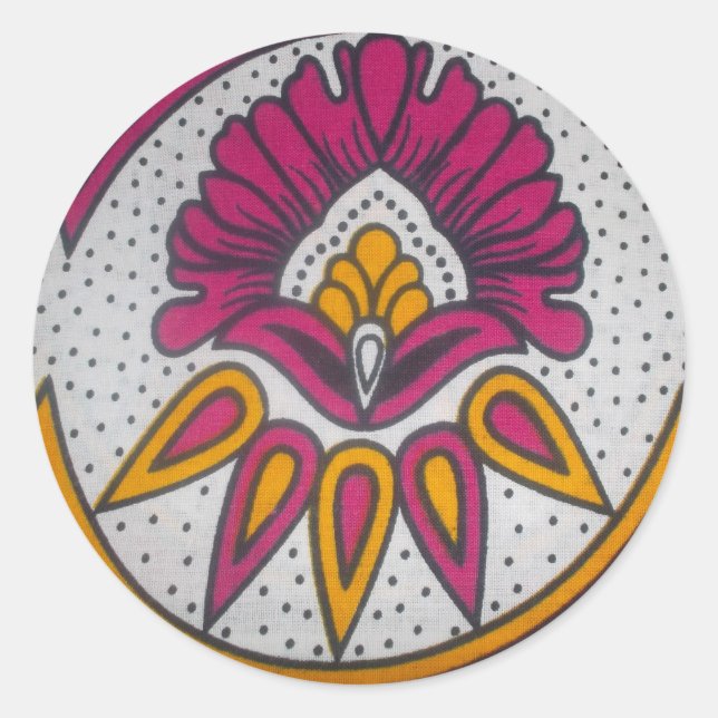 Sticker Rond Beau tissu africain coloré Motif Art Imprimer (Devant)