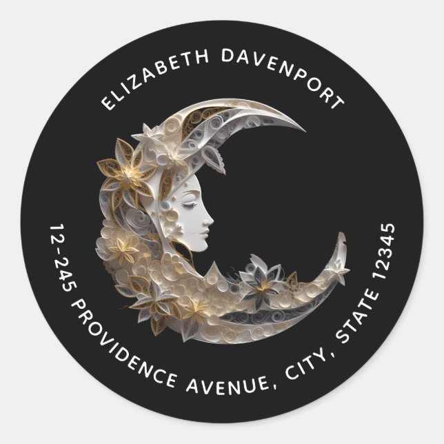 Sticker Rond Beau visage dans l'adresse de la lune (Devant)