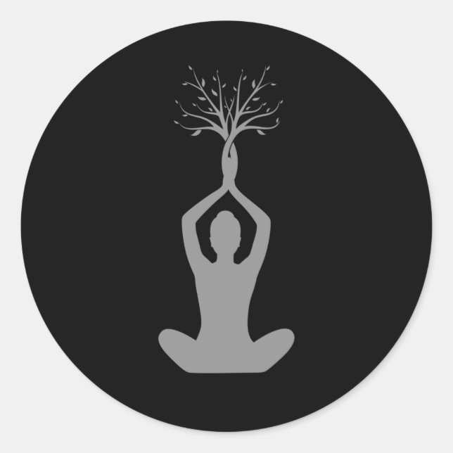 Sticker Rond Beau Yoga Nature Bouddhisme Arbre Spirituel (Devant)