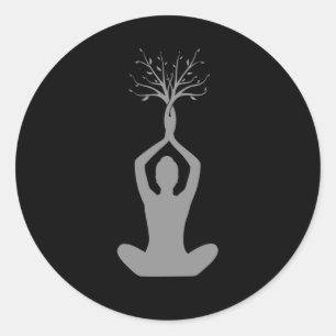Sticker Rond Beau Yoga Nature Bouddhisme Arbre Spirituel