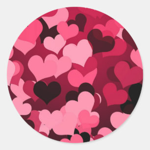 Sticker Rond Beaucoup de Coeurs roses, Motif d'amour mignon