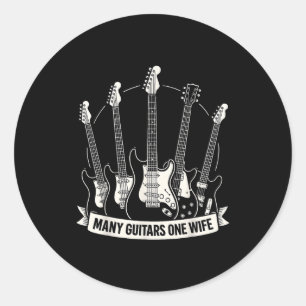Sticker Rond Beaucoup de guitares une femme drôle musicien guit