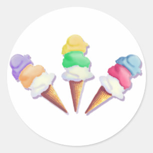 STICKER ROND BEAUCOUP DE SAVEURS DE CRÈME GLACE PAR SHARON SHAR