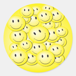 Sticker Rond Beaucoup de visages de bulles.