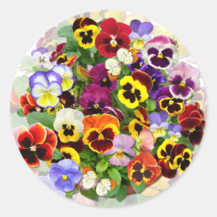 Sticker Rond Beauté de Pansy avec papillons