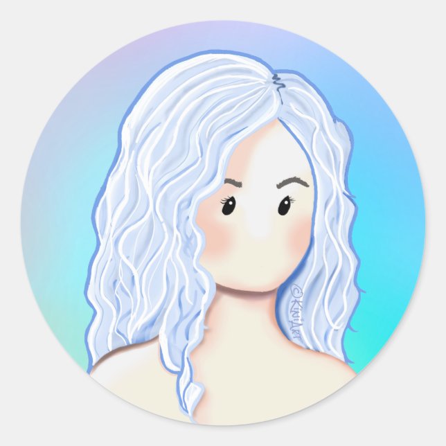 Sticker Rond Beauté des cheveux en argent (Devant)