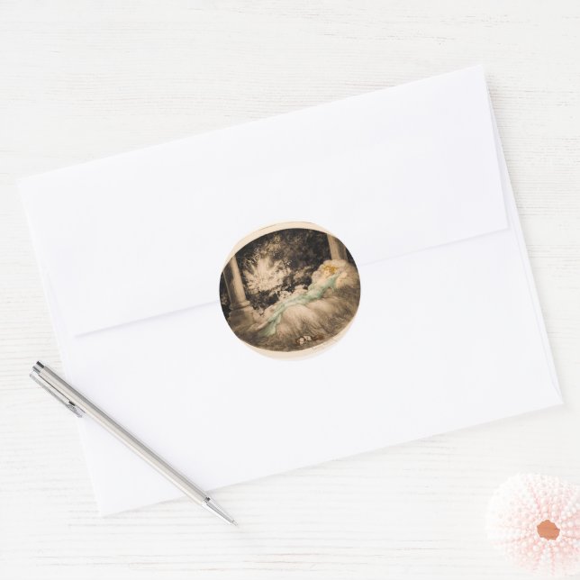 Sticker Rond Beauté dormante par Louis Icart (Enveloppe)