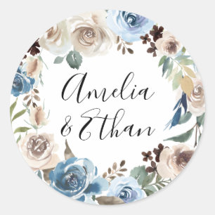 Sticker Rond Beauté en Fleurs Mariage Personnalisé
