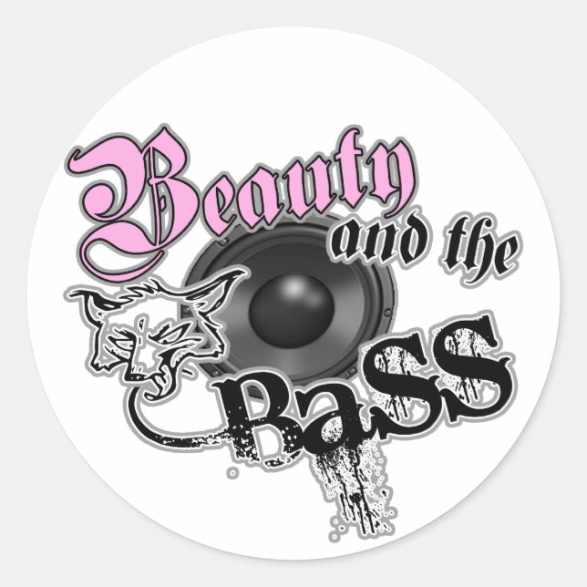 Sticker Rond Beauté et BASS Trance Electro techno Rave DJ (Devant)