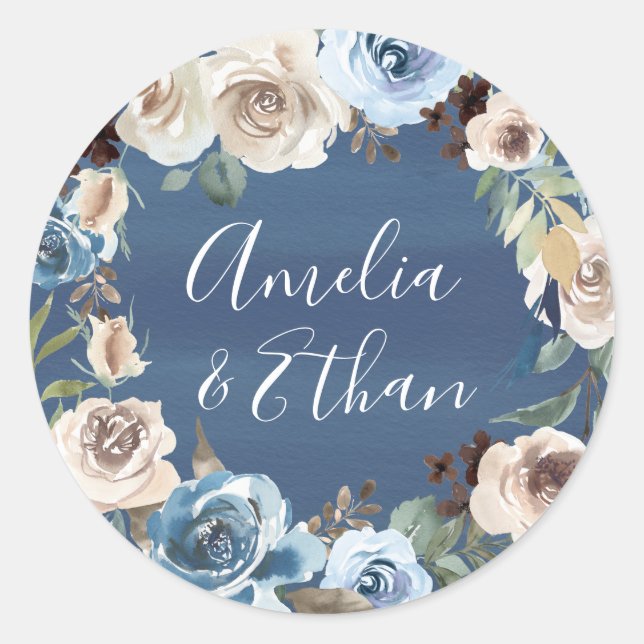 Sticker Rond Beauté florissante | Mariage personnalisé (Devant)