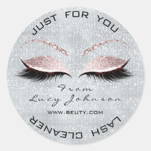 Sticker Rond Beauté Gris Parties scintillant rose Pastel Lashes