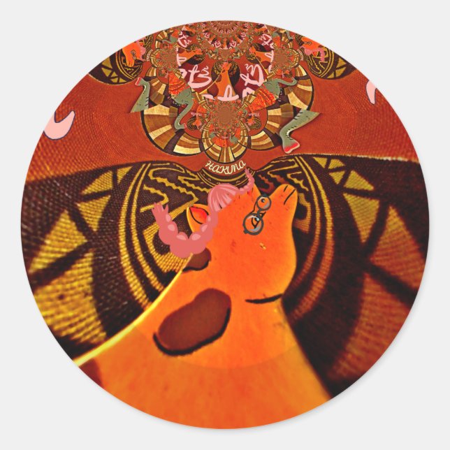 Sticker Rond Beautiful Amazing Giraffe love safari (Devant)