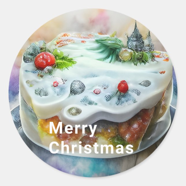 Sticker Rond Beautiful Holiday Cake Christmas Food (Devant)