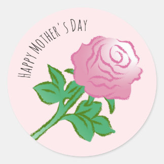 Sticker Rond Beautiful Pink Rose