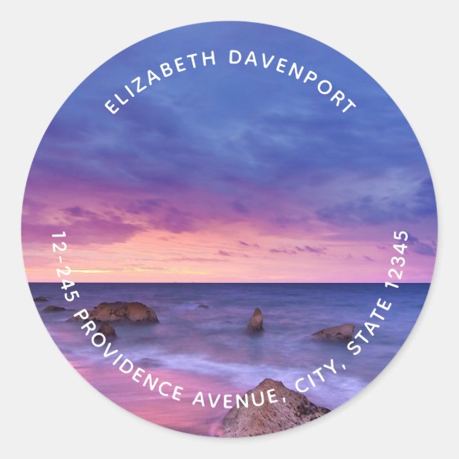 Sticker Rond Beautiful Sunset Coastal Photographie Adresse (Devant)