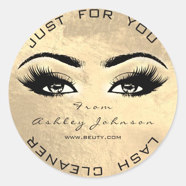 Sticker Rond Beauty Browns Maquillage Gold Lash Nettoyeur de ma (Devant)