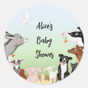 Sticker Rond Beaux animaux de ferme baby shower ronds autocolla