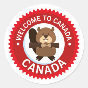 Sticker Rond Beaver Bienvenue Au Canada Fête du Canada