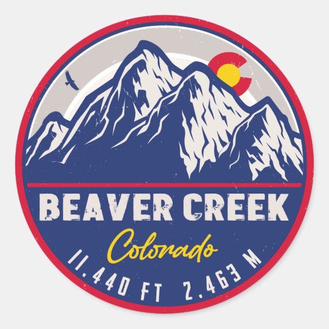 Sticker Rond Beaver Creek Colorado Retro Sunset Souvenirs (Devant)