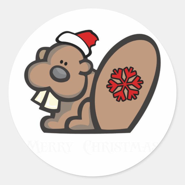 Sticker Rond Beaver de Noël (Devant)