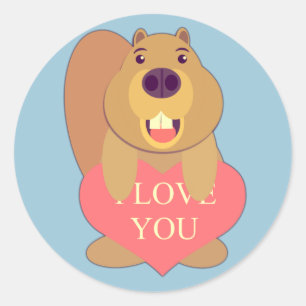 Sticker Rond Beaver Love
