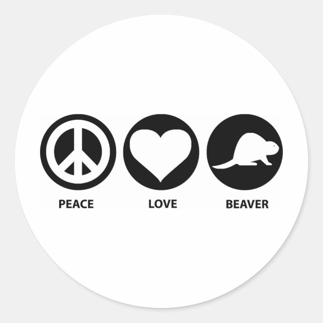 Sticker Rond Beaver Peace Love (Devant)