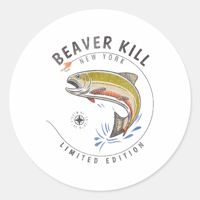 Sticker Rond Beaverkill River New York Fly Fishing Souvenir Bea (Devant)