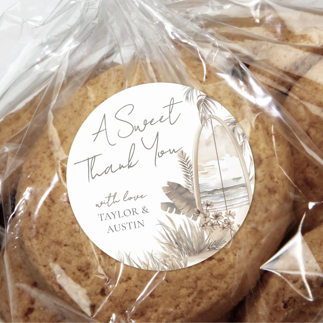 Sticker Rond Bébé À Bord Merci Beach Baby shower (Baby On Board Thank You Beach Baby Shower Classic Round Sticker)