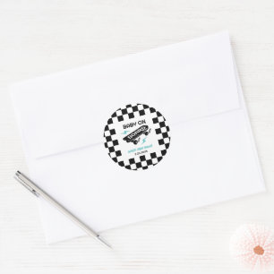 Sticker Rond Bébé à Bord Skateboard Baby Shower
