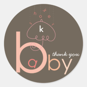 Sticker Rond Bébé 'a' dans le Baby shower de fille de la typo