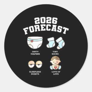 Sticker Rond Bébé à venir bientôt 2026 Prévisions Baby Shower D