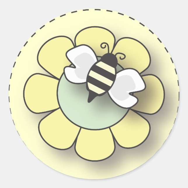 Sticker Rond Bébé abeille en jaune neutre (Devant)
