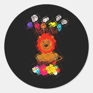 Sticker Rond Bébé adorable Lion Art Design Motif