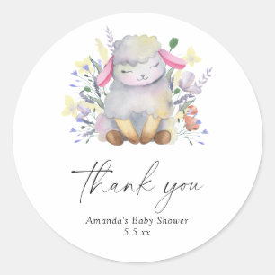 Sticker Rond Bébé Agneau - Merci