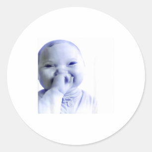 Sticker Rond Bébé Ai drôle tenant un mème de rire 