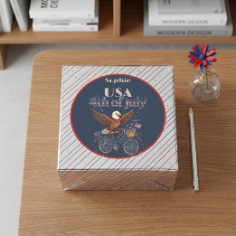 Sticker Rond Bébé aigle cyclisme 4 juillet Fierté patriotique U