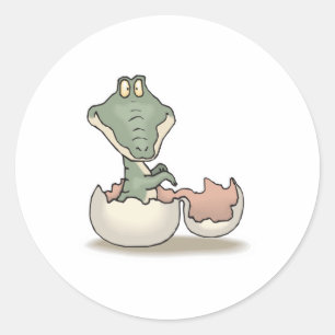 Sticker Rond bébé alligator mignon qui éclot