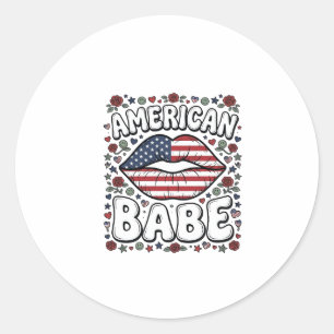 Sticker Rond Bébé Américain Design de gravure vintage patriotiq