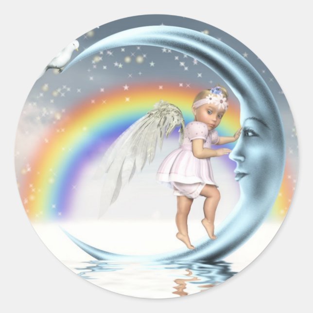 Sticker Rond bébé ange (Devant)