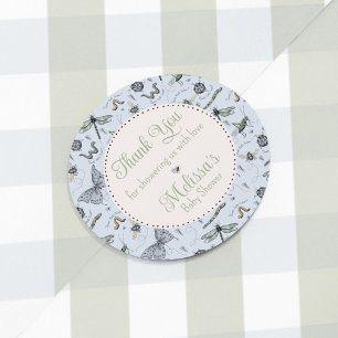 Sticker Rond Bébé bleu mignon et En vichy Merci Motif