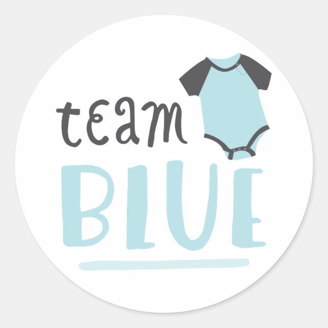 Sticker Rond Bébé bleu ou rose Révélation de genre | Bleu d'équ (Devant)