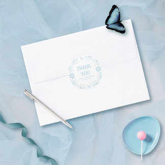 Sticker Rond Bébé bleu papel picado Merci Baby shower