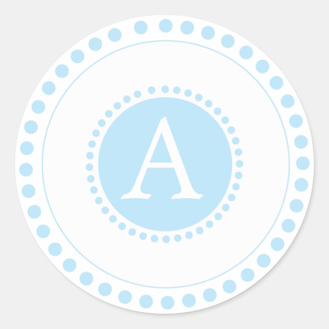 Sticker Rond Bébé bleu - Phoques de l'enveloppe monographique (Devant)