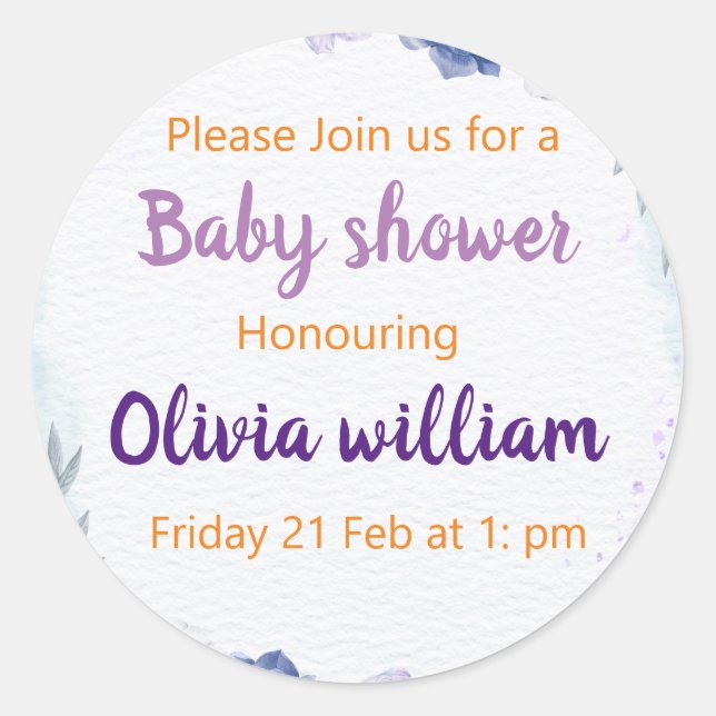 Sticker Rond Bébé bleu pourpre et poussiéreux (Devant)