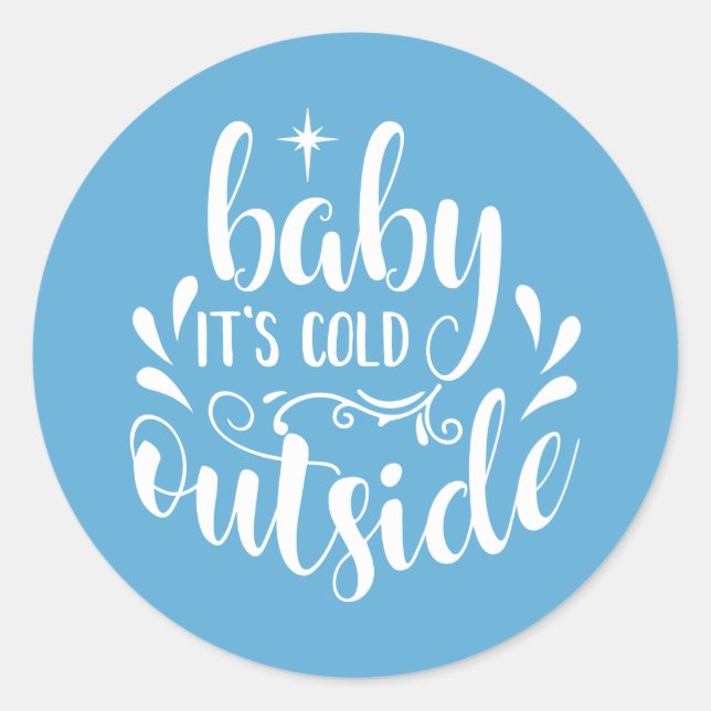 Sticker Rond Bébé Bleu Son Baby shower extérieur froid / Sprink (Devant)