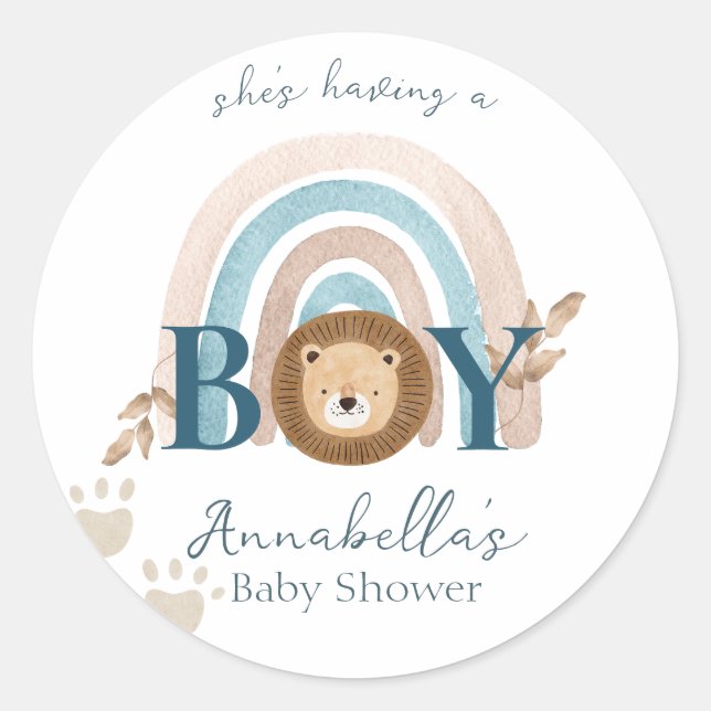 Sticker Rond Bébé Boho mignon Lion Lion Pawprints (Devant)